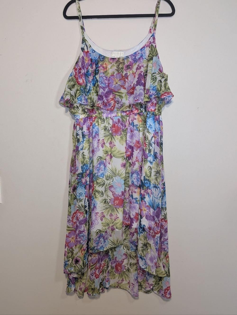 Forever 21 Girls Floral Ruffle Sundress in Purple, Blue, Green, 2XL